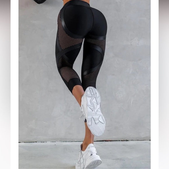 Black High Rise Mesh Leggings - Picture 7 of 12